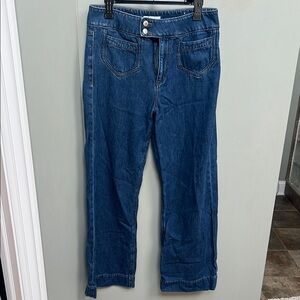 LOFT Dark Blue Denim Wide Leg Jeans